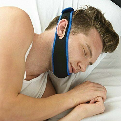 Anti Snoring Sleep Apnea Jaw Solution Snore Stop Belt Cpap Blue Chin Strap - $7.67