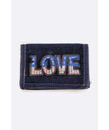 LOVE USA Sequin Patch Denim Wallet - $182.33 MXN