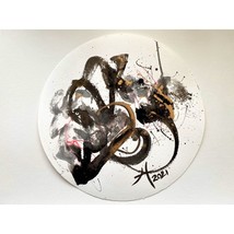 Original Art CRUX Expression Series Round Handmade Asian Ink Abstract Painting - £116.46 GBP