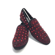 Amali Men&#39;s Black Red Smoking Loafers Shoes Studded Faux Suede Size 9 - 11 - £51.90 GBP
