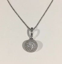 Sterling Silver Ball Shape Pendant Necklace With Shiny cz Stones - $66.00