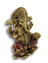 Scratch &amp; Dent Golden Ganesha Sitting on Lotus Flower Statue - £16.28 GBP