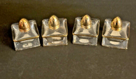 Vintage Irice Mini Square Salt and Pepper Shakers ~ Gold Metal Tops ~ Se... - $14.84