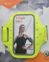 Reiko Running Sports Armband With Flashing Lights 5.5X3X 0.5 Ins Device In Neon - £14.08 GBP