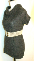 GUESS KNITTED SWEATER SIZE MEDIUM  DARK GRAY COWL NECK SHORT SLEEVE CUT ... - $11.26