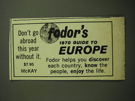 1970 Fodor&#39;s 1970 guide to Europe Ad - Don&#39;t go abroad this year without it - £14.44 GBP
