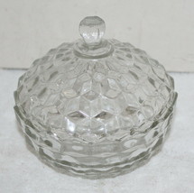 Vintage American Fostoria Round Clear Glass Covered Candy Dish Bowl - £23.62 GBP