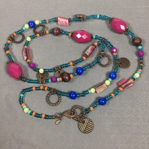 Premier Designs Chunky Bead Necklace Mixed Materials 38&quot; - $13.00