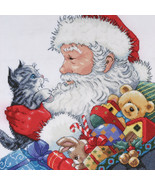 Design Works Counted Cross Stitch Kit 13&quot;X13&quot;-Santa &amp; Kitten (14 Count) - $507.52 MXN