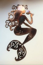 Sitting Mermaid Sipping Wine - Metal Wall Art - Copper 30&quot; tall - £79.96 GBP