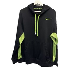 Nike Hoodie 2XL Sweatshirt Therma- Fit  Black &amp; Neon Green Kangaroo Pock... - £23.03 GBP