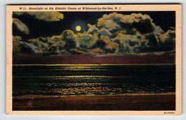Postcard Wildwood By The Sea New Jersey Moonlight Card Beach Ocean Linen Unused - £13.68 GBP