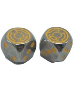 YELLOW LANTERN Custom Dice Pair D6 16MM METAL CHROME HEROCLIX D&amp;D RPG DC - £31.88 GBP