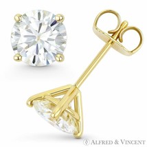 Round Cut Forever ONE DEF Moissanite 14k Yellow Gold 4-Pr Pushback Stud Earrings - $274.22+