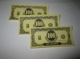1965 Operation Board Game Piece: Stack of money - (3) $100 bills - $1.00