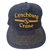 Vintage Lynchburg Crane Denim Hat Trucker Snapback Terry Cloth Inner Ban... - $22.72