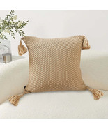 SOGA 50CM Light Brown Pillow with Tassel Accents, Rizzy Transitional Cov... - $42.90