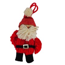 Vintage Yarn Felt Santa Claus Christmas Ornament Handmade - £12.05 GBP