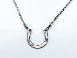 Sterling Silver Diamond Cut Lucky Horseshoe Pendant Necklace 16 in - £20.33 GBP