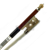 New Hi Quality 44 Violin Bow Brazilwood Yak Horn Frog Abalone Silver Wrap White - £52.29 GBP