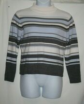 Croft &amp; Barrow Misses MEDIUM Mock Turtleneck Sweater Blue Gray Striped T... - $9.42