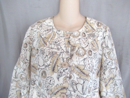 J. Jill jacket top linen blend  button up XS  beige floral  3/4 sleeves unlined - £13.00 GBP