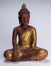 Antigüedad Khmer Estilo Se Asia Sentado Madera Enlightenment Estatua de Buda - - $604.32