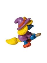 Vintage Smurfs Halloween Witch Smurfette On Broonstick PVC Figure Toy 2 Inch - £5.85 GBP