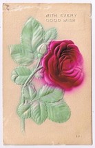 Greeting Postcard Embossed Rose With Every Good Wish - £1.55 GBP
