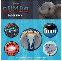 Disney Dumbo Badge Pack Of 5 Safety Pin Backed Badges - £5.89 GBP