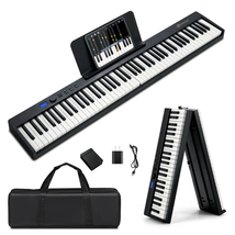 Foldable Digital Piano Keyboard 88-Key MIDI Wireless BT Portable Carry B... - £124.24 GBP