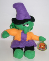 Kellytoy Green Orange Witch Plush 13&quot; Purple Hat Stuffed Soft Toy Halloween 2011 - £10.82 GBP