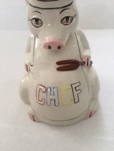 Pig Chef Vtg Piggy Bank Ceramic White Collectible Kitchen - Missing Bottom Cover - £15.51 GBP