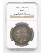 1876-A Greece 5 Drachmai Silver Coin VF-30 NGC Arm Within Crowned Coat K... - €311,76 EUR 1876-A Greece 5 Drachmai Silver Coin VF-30 NGC Arm Within Crowned Coat K... - €311,76 EUR