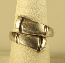 Vtg Signed Towle Sterling Wrap Crossover Spoon Bamboo Line Patterned Ring 7 1/2 - £42.84 GBP