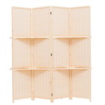 THY COLLECTIBLES Freestanding Wood Frame Woven Bamboo 4 Panels Hinged Privacy Pa - £122.90 GBP