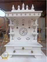 Teak Wood Temple White Colour Marbal Look Open Temple Home ART  - $405.66