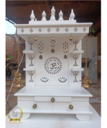 Teak Wood Temple White Colour Marbal Look Open Temple Home ART  - £317.33 GBP