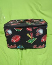 1980&#39;s Cosmetic/Makeup/Overnite Travel Case Football Theme Zippered with... - £43.66 GBP