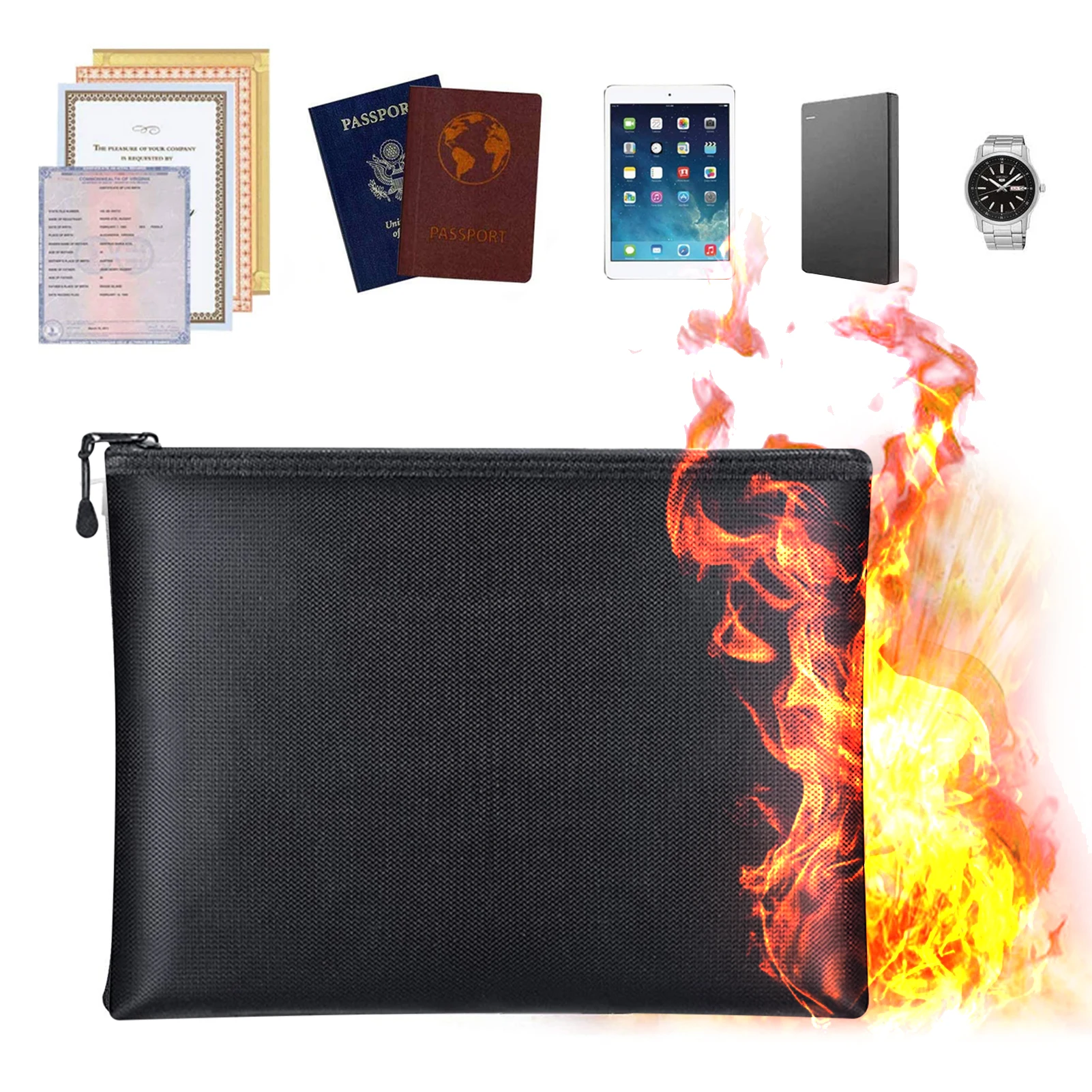 3 Sizes Fireproof Bag Waterproof Fireproof Bag 2000 Fire Resistant Waterproof Fi - £50.84 GBP