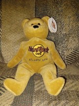 Hard Rock Cafe Atlantic City 8&quot; Beanbag Teddy Bear Plush Isaac Beara Wit... - $11.88