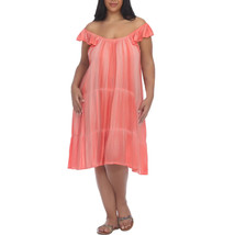 Swim Cover Up Off Shoulder Dress Pigment Wash Coral Plus Size 1X RAVIYA $54 -NWT - £7.18 GBP