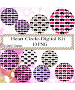Hearts Circle bb Digital Kit-Jewelry Tag-Clipart-Art Clip-Gift Tag-Holid... - $5.00