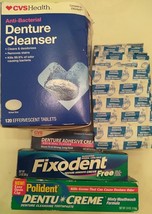 Lot fixodent denture adhesive cream denture toospaste denture cleanser a... - $23.20