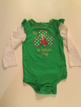 St Patricks Day Size 12 18 mo outfit 1 piece romper bodysuit green polka dots - £6.75 GBP