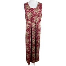 Woolrich Maxi Dress Medium Maroon Beige Floral Pleated Sleeveless Cotton Blend - £27.52 GBP