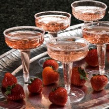 6 Plastic CHAMPAGNE 4&quot; GLASSES Crystal Clear wedding Coupe party glass T... - $19.11