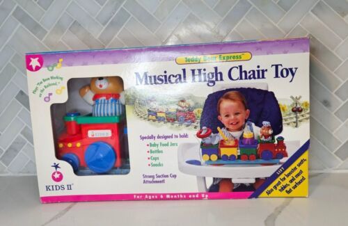 Vintage NOS  1996 Kids II Musical Highchair Train Baby Toy Teddy Bear Express  - $98.95