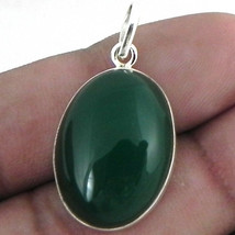 925 Sterling Silver Green Onyx Handmade Necklace 18&quot; Chain Festive Gift PS-1582 - £29.25 GBP
