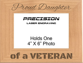 Proud Daughter of a Veteran Engraved Wood Picture Frame - 4x6 5x7 - Military - £19.11 GBP+